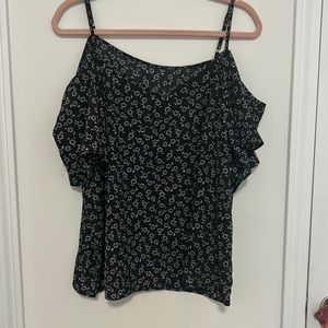 Off the shoulder top with adjusts spaghetti straps